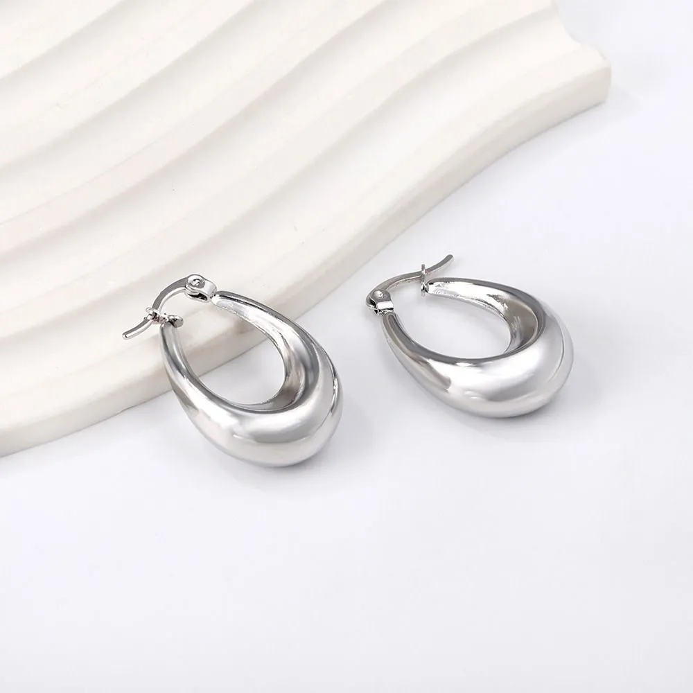 Stainless Steel Hoop Earrings Silver