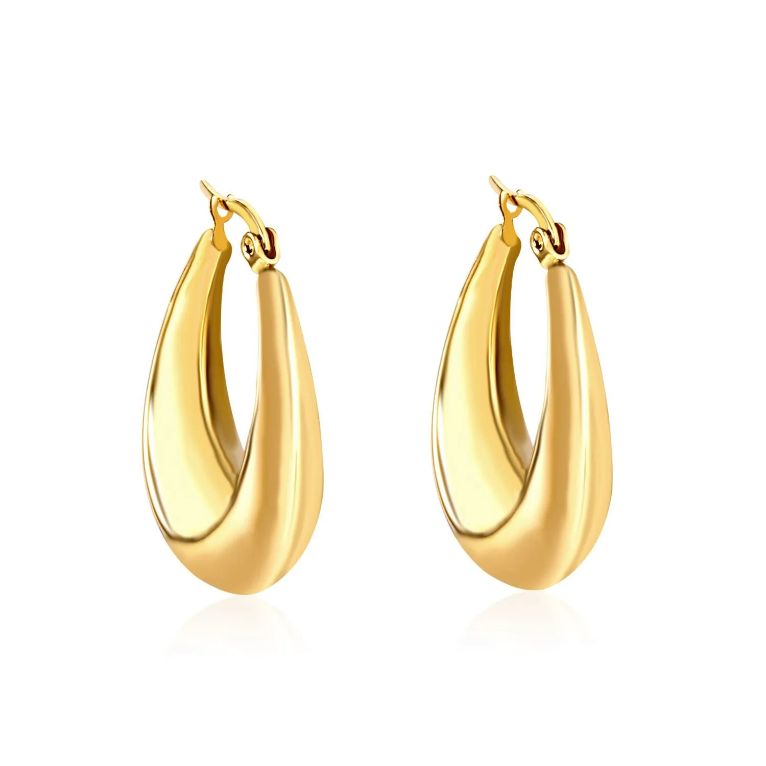 Stainless Steel Hoop Earrings Gold