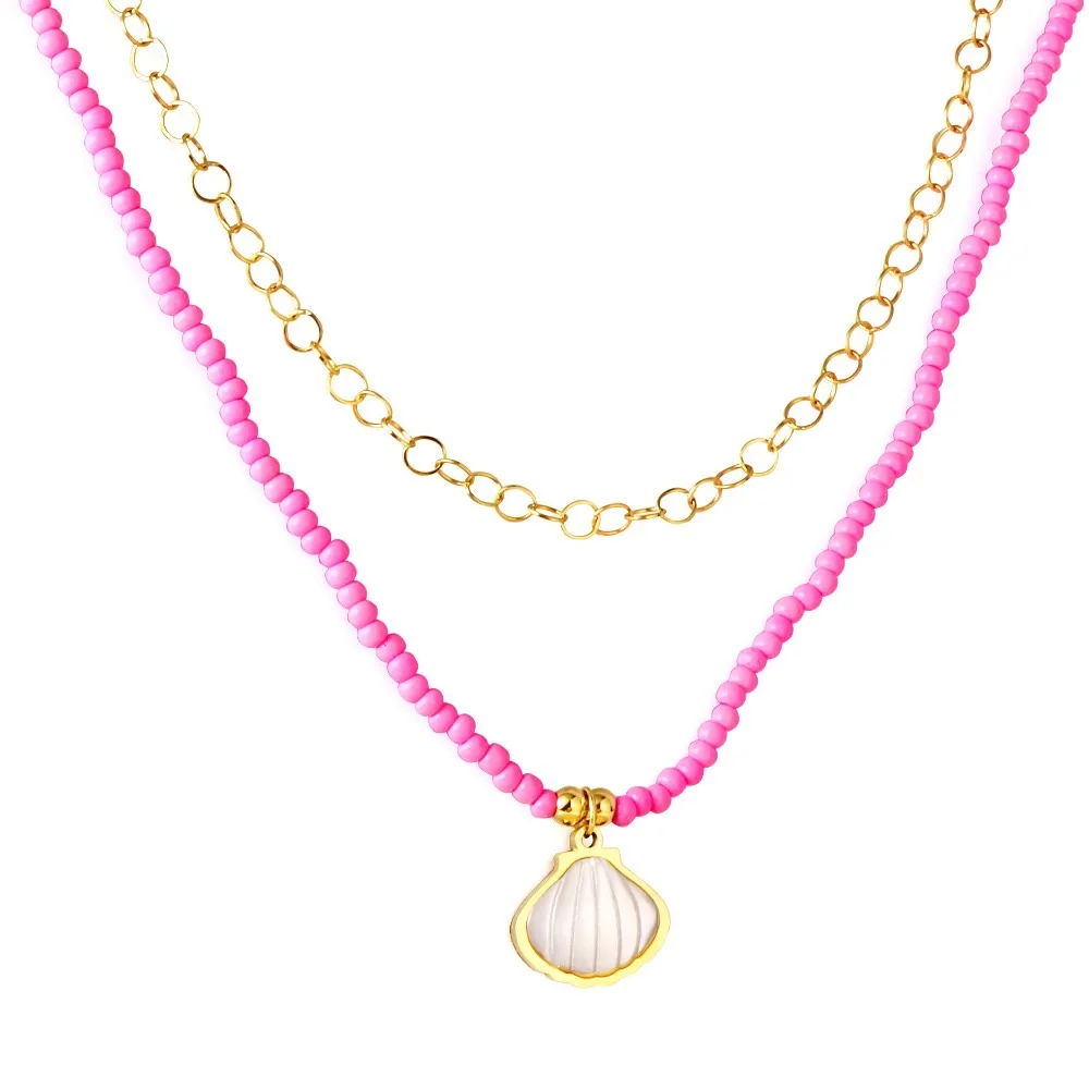 Pink Shell double pedant