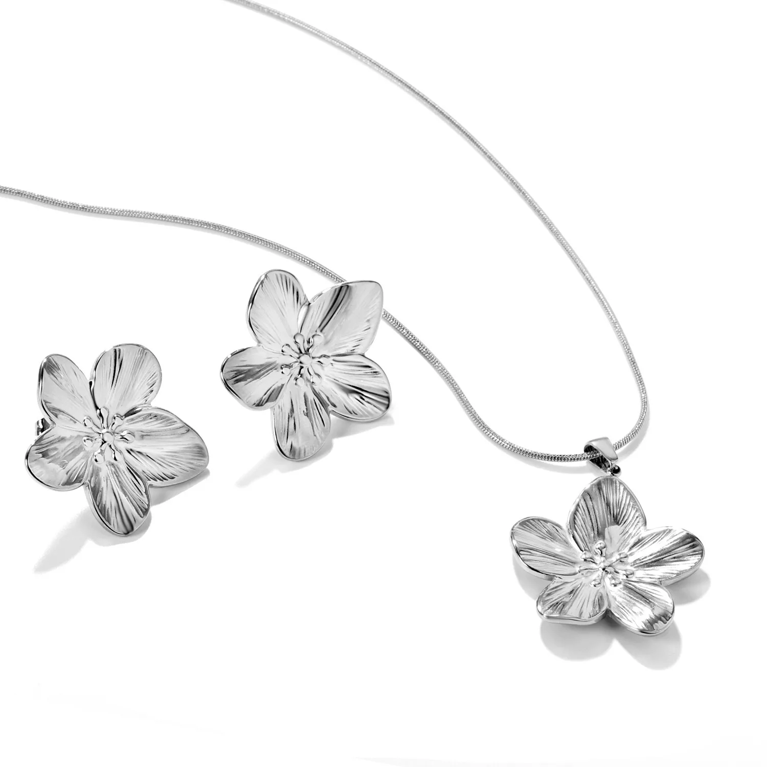 Chunky Floral Set Silver