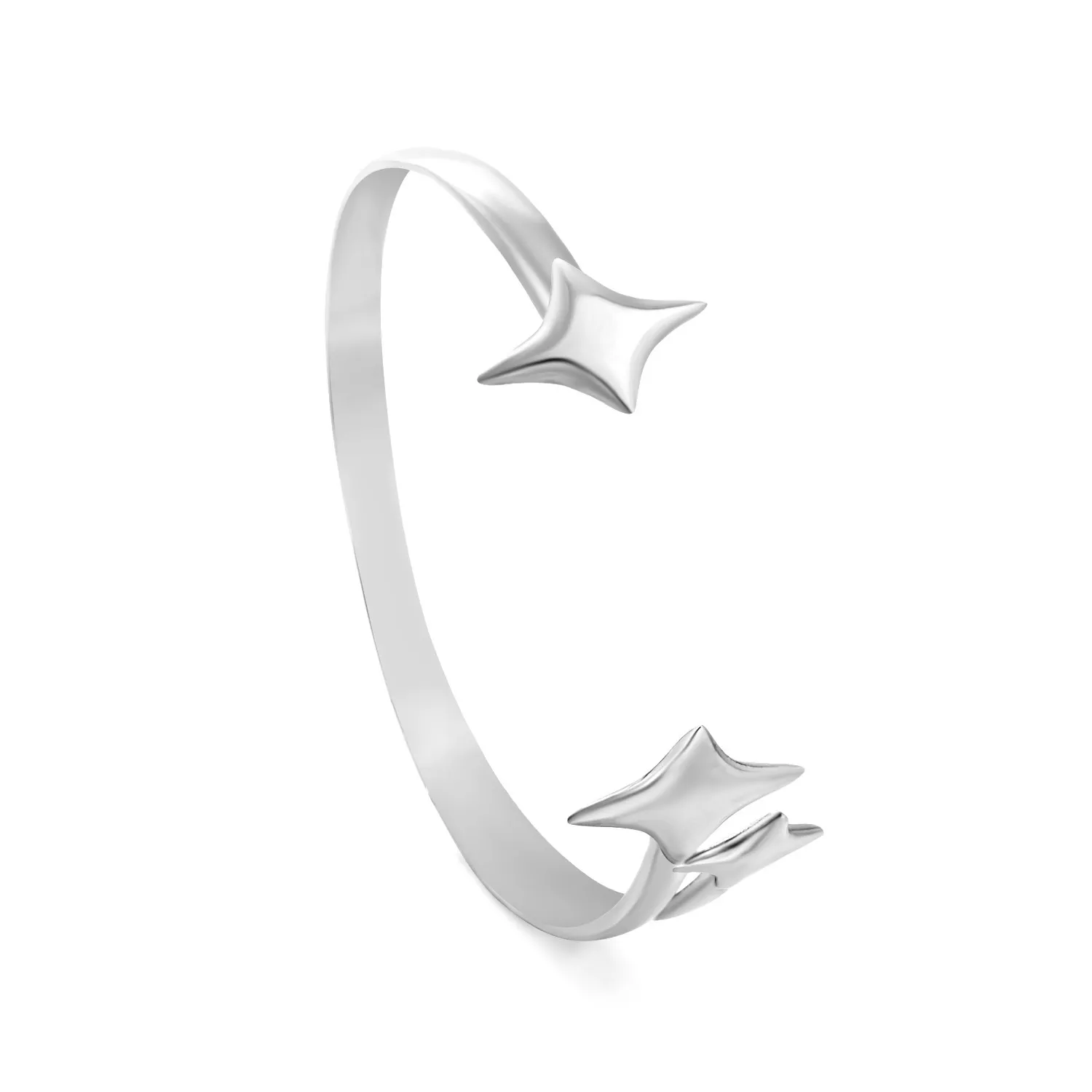 Double Star Silver Bangle